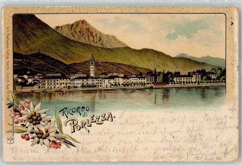 Porlezza 1904 Lithographie Edelweiss