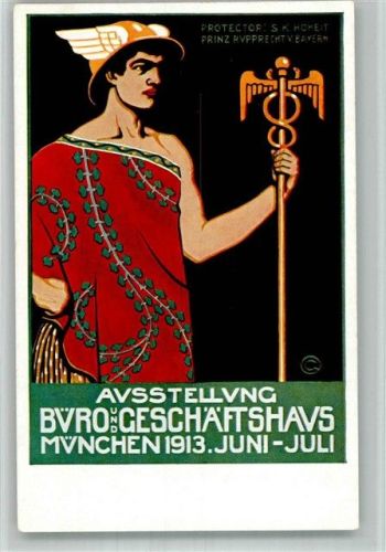 München 1913 Privatganzsache Ausstellung Büro und Geschäftshaus
