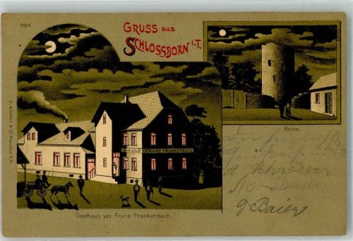 Schloßborn 1901 Ruine Burgfirst Gasthaus Frankenbach