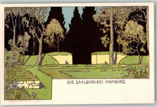 Bad Homburg 1899 Die Saalburg Künstlerkarte Nr. 4 Serie I Jugendstil