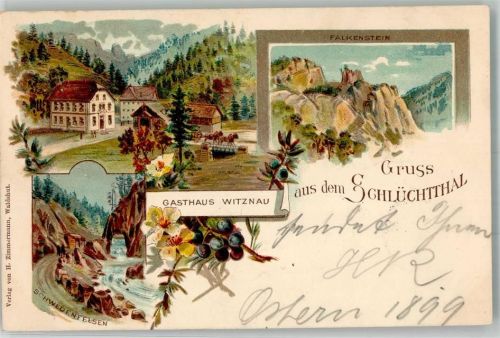 Witznau 1899 Schlüchttal Gasthaus Witznau Falkenstein Schwedenfelsen