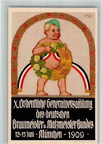 München 1909 Beruf Versammlung des deutschen Braumeister Bundes sign. Ferdinand Spiegel