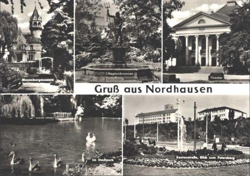 Nordhausen 1975 Neptunbrunnen Theater Rautenstr. KEINE AK, 21x14,5 cm