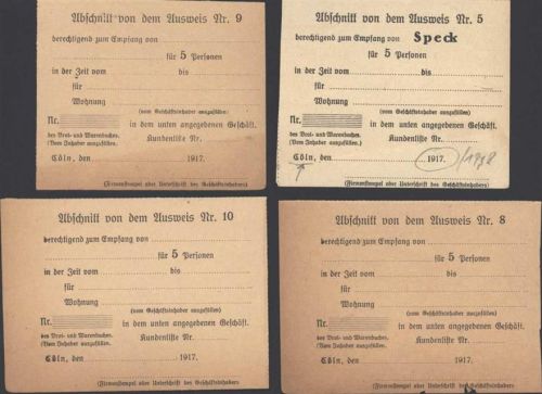 Köln, unsortiert Bezugsberechtigungsscheine von 1917