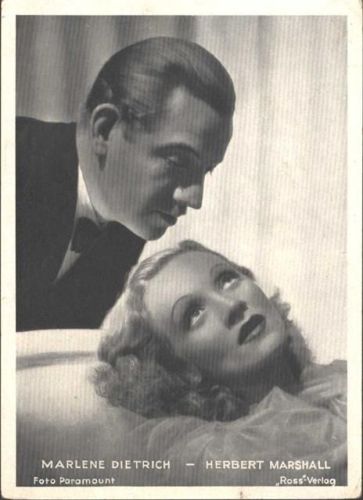 Marlene Dietrich Herbert Marshall, KEINE AK, ca. 18,2x13,1 cm