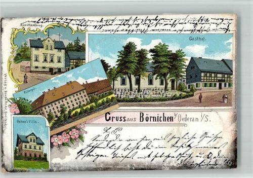 09569 O9381 Börnichen b Flöha 1901 BOAKC Bier Handlung Gasthaus Rittergut Oehmes Villa Lithographie