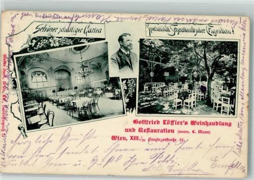 Wien 1901 Gasthaus Löffler´s Weinhandlung Penzingerstrasse 72