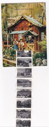 Inzell ausziehbarer Papierstreifen FliegeraufnahmeBerchtesgaden Watzmann Königssee St. Bartholomä Bad Reichenhall Alpenquerstraße Salzburg Hexenhaus Hexe Hänsel Gretel Lebkuchen Hahn