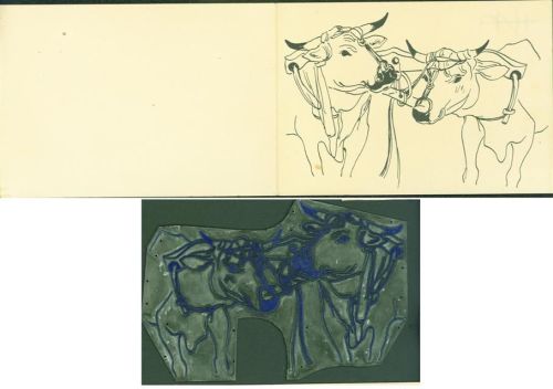 Rorschach Kühe Irene Kuratle mit Original Druckplatte aus Metall