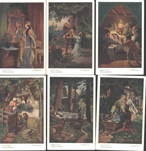 Serie komplett Lot mit 6 AK Zeichnungen von O. Kubel
