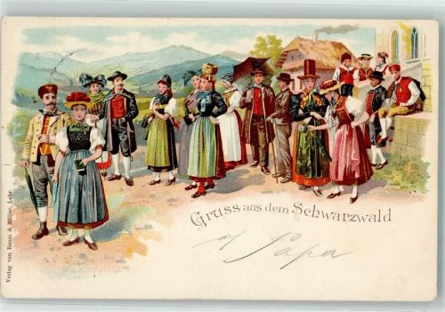 1898 Gruss aus dem Schwarzwald versch. Trachten