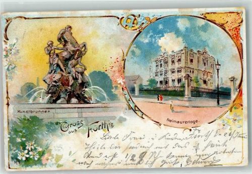 W8510 Fürth , Bay Gruss aus Freimaurer 1901 Lithographie