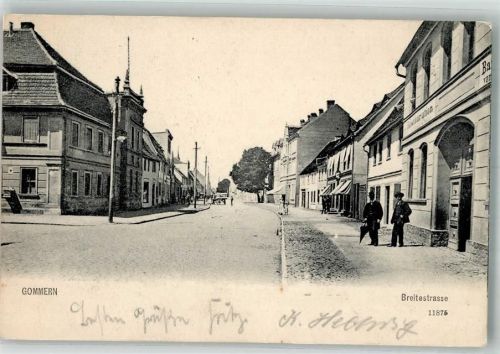 Gommern 1912 Breitestrasse Bahnpost Magdeburg-