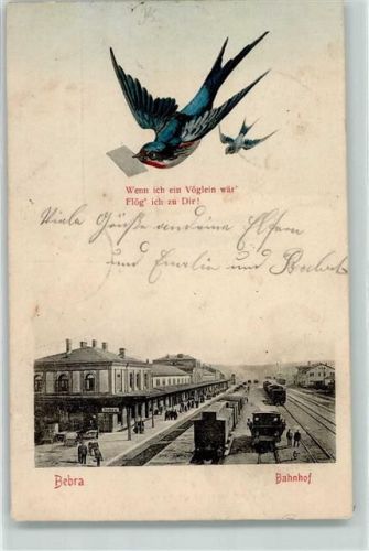 Bebra 1900 Bahnhof Schwalbe mit Brief