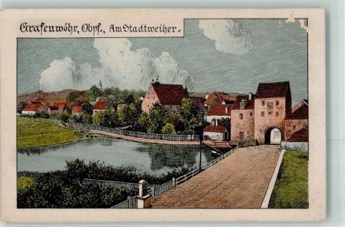 Grafenwöhr Am Stadtweiher Tor E. Felle Künstlerkarte