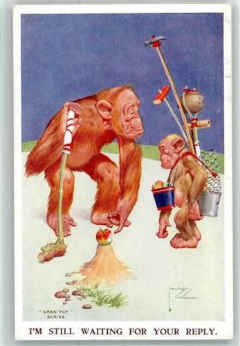 Valentines Lawson Wood Cards Nr. 3359 Affe spielt Golf vermenschlicht