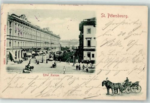 St. Petersburg 1919 Hotel Europe Straßenbahn Litfaßsäule
