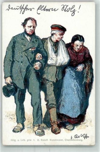 Charlottenburg verwundeter Soldat mit Eltern sign.O.Roloff Verein für Kindervolksküchen