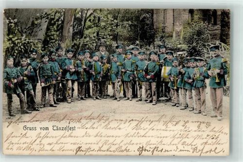 Kaufbeuren 1904 Tänzelfest Musikcorps Klarinette Horn Trompete Flöte Pauke