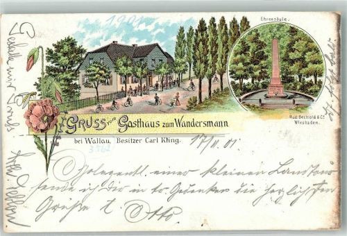 Wallau 1901 Gasthaus zum Wandersmann Ehrensäule
