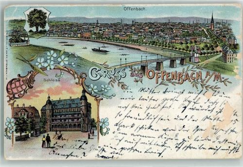 Offenbach 1910 Lithographie Schloss