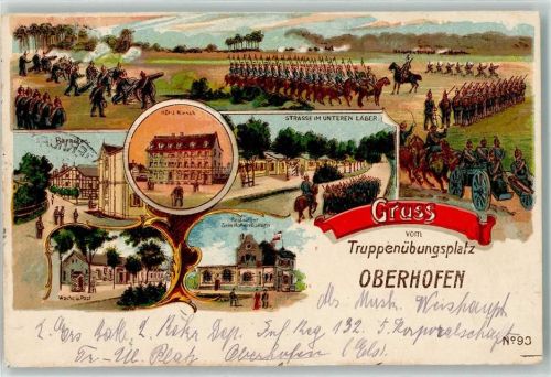 Oberhoffen-les-Wissembourg 1916 Truppenübungsplatz Hotel Hirsch Baracken Wache u. Post Geschütze