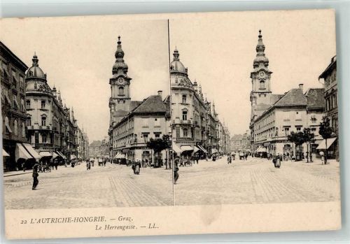 Graz Herrengasse Geschäfte Turm Uhr