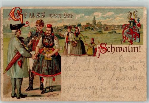 Gruss aus Litho Wappen Verlag Gustav Mandt sign. W. Schultz