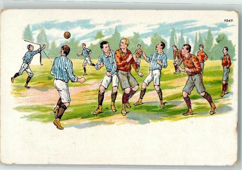 Zwei Mannschaften Rot gepunktet und Blau-weiß im Spiel gegeneinader