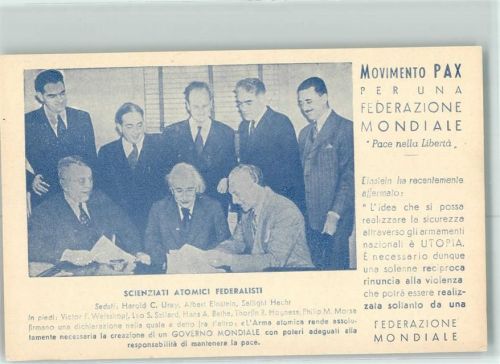 Albert Einstein Movimento Pax per una Federazione Mondiale
