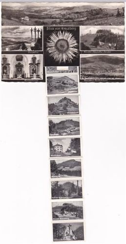 Kreuzberg ausziehbarer Papierstreifen Golgatha Klosterkirche Bischofsheim Wasserkuppe fliegerdenkmal Segelflugzeug Guckaisee Ebersburg Maulkuppe Milseburg Schloss Bieberstein Kloster Kreuzberg Hilders-Battenstein