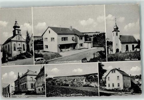 Brehmen Ev. Kirche Lebensmittelgeschäft Vath Kath. Kirche Schulhaus Partie Auto