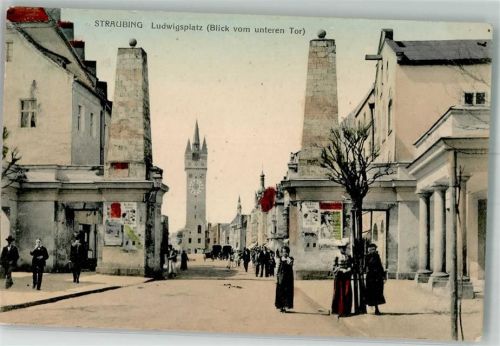 Straubing 1913 Ludwigsplatz Blick vom unteren Tor