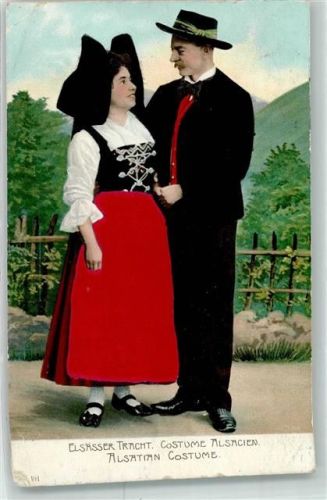 1907 mit echter Stoff Applikation Liebespaar AK