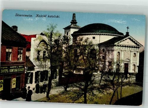 Skierniewice 1916 Foto AK Kath. Kirche Feldpost WK I Landst.Inf.Batl.Burg IV/35