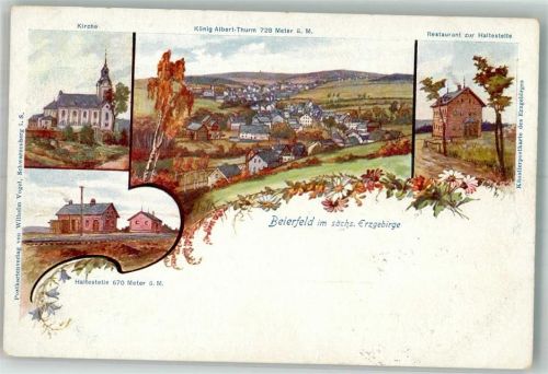 Beierfeld König Albert-Turm Bahnhaltestelle Gasthaus zur Haltestelle