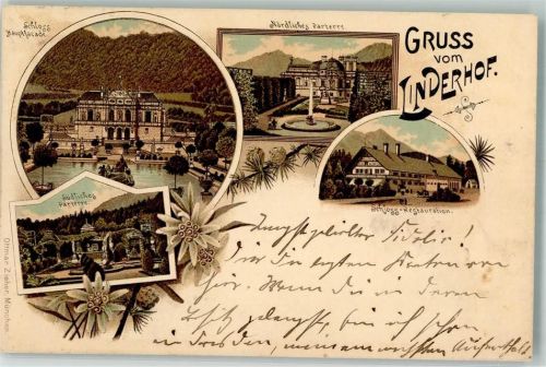 Ettal 1897 Schloss Linderhof Gasthaus Ottmar Zieher