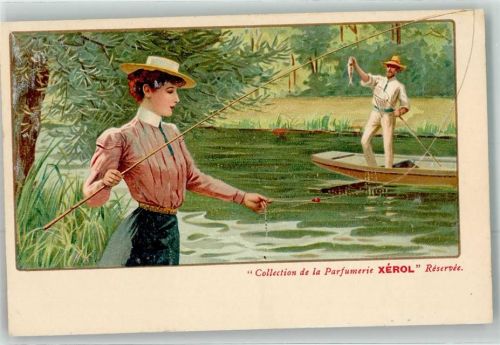 1899 Parfumerie Xerol Angeln Fisch AK