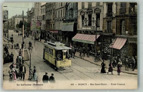 Nancy 1905 Gasthaus Geschäft Straßenbahn Rue Saint -Dizier