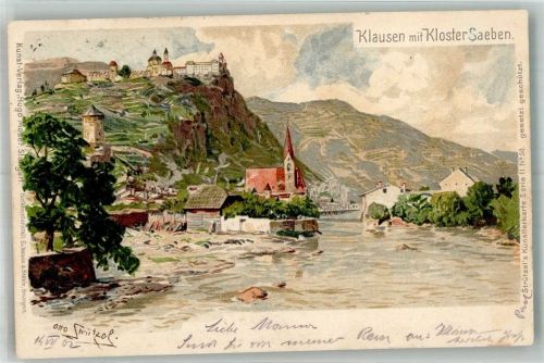 Klausen 1902 sign. Strützel Kloster Saeben
