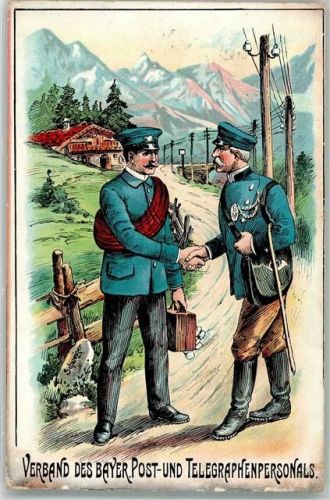 1913 Verband des Bayr. Post und Telegraphenpersonals Beruf sign. Schweiger Heliocolorkarte Zieher, Ottmar