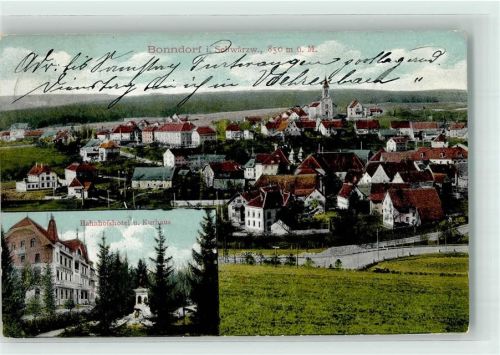 Bonndorf 1911 mit Kirche St. Peter und Paul Bahnhofshotel und Kurhaus