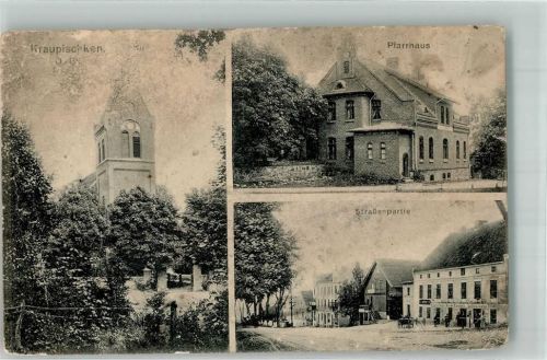 Ragnit Kraupischken Gasthaus Straßenpartie Pfarrhaus Kirche