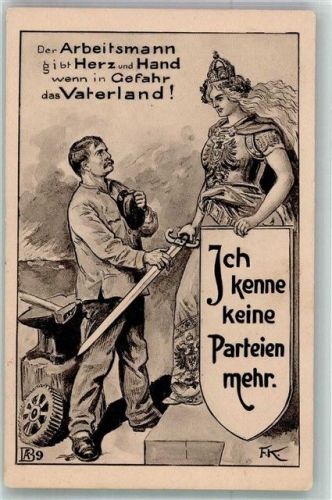 Germania Wenn in Gefahr das Vaterland Schmied + Schwert sign. F.K.