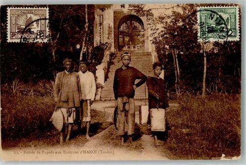 Hanoi 1932 Tracht Pagode Briefmarke Bildseite