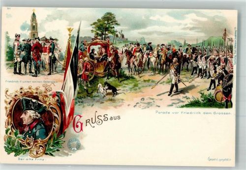 1900 Parade von Friedrich dem Großen Anno 1839 Armee Postkarten Nr. 51