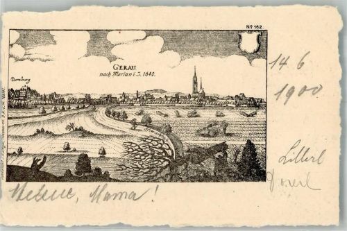 Groß-Gerau 1900 Stich auf AK nach Merian 1640 Adelskorrespondenz