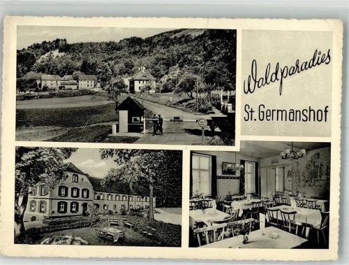 St. Germanshof 1954 Grenze Landpost Gasthaus Waldparadies MNotopfermarke Berlin