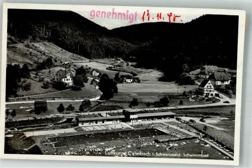 Calmbach Schwimmbad Liegewiese genehmigte Karte Foto AK