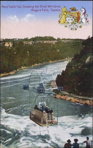 um 1910/20 Luftseilbahn überquert den reißenden Fluss, Niagara Fälle, Canda.,F.H. Leslie